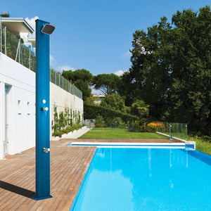 Doccia Solare da Esterno Giardino 30L Miscelatore e Lavapiedi Arkema Spring S Bianco Crema