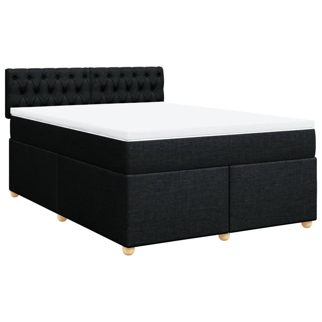 Giroletto a Molle con Materasso Nero 140x200 cm in Tessuto