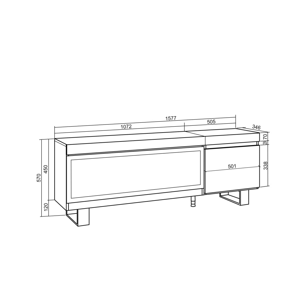 Mobile TV Soggiorno, 158x35x57cm, Per TV fino a 65", Camino elettrico XXL, Design industriale, Nero RF3245