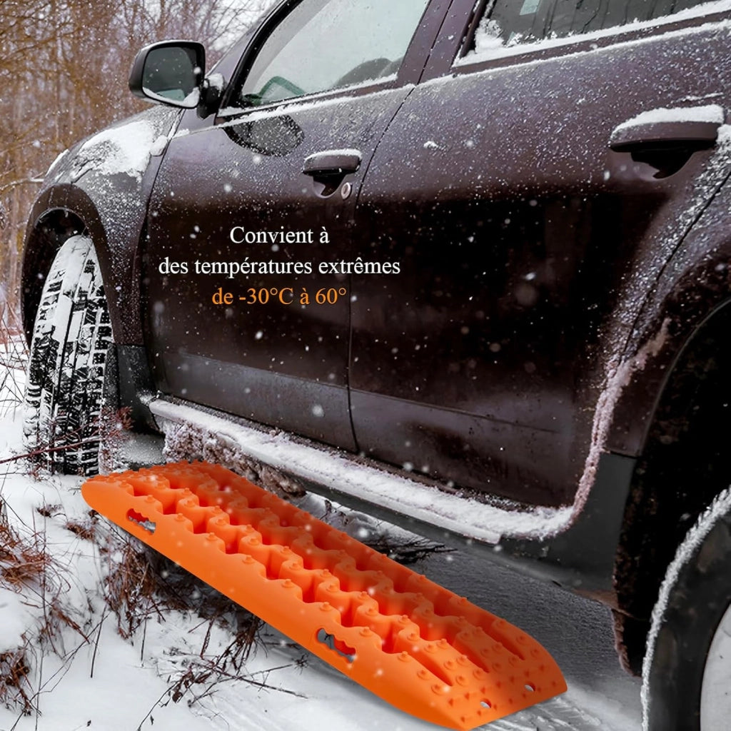Lamiere di sabbia, 2 pezzi, aiuto di avviamento per fango, sabbia e neve, Recovery Board Offroad 10T carico, scala per pneumatici per fuoristrada, camper, auto, camion (arancione, 107 x 31 x 7