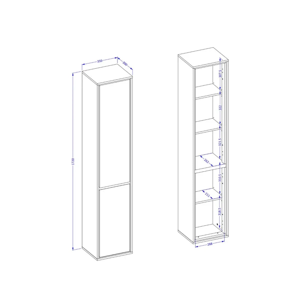 Colonna sospesa da bagno collezione GOBI colore bianco e nero.