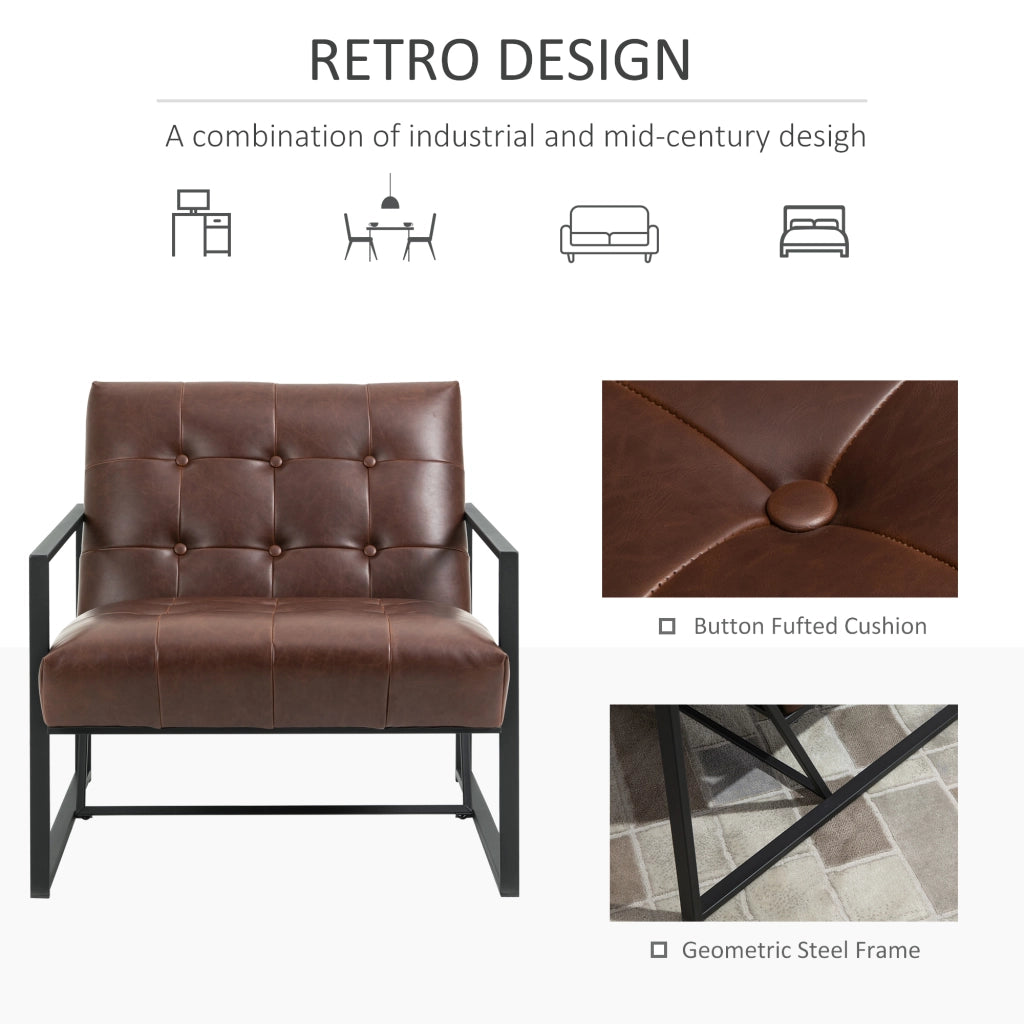 Poltrona imbottita trapuntata in similpelle e metallo stile industriale ¨C zephmum ¨C grigio scuro