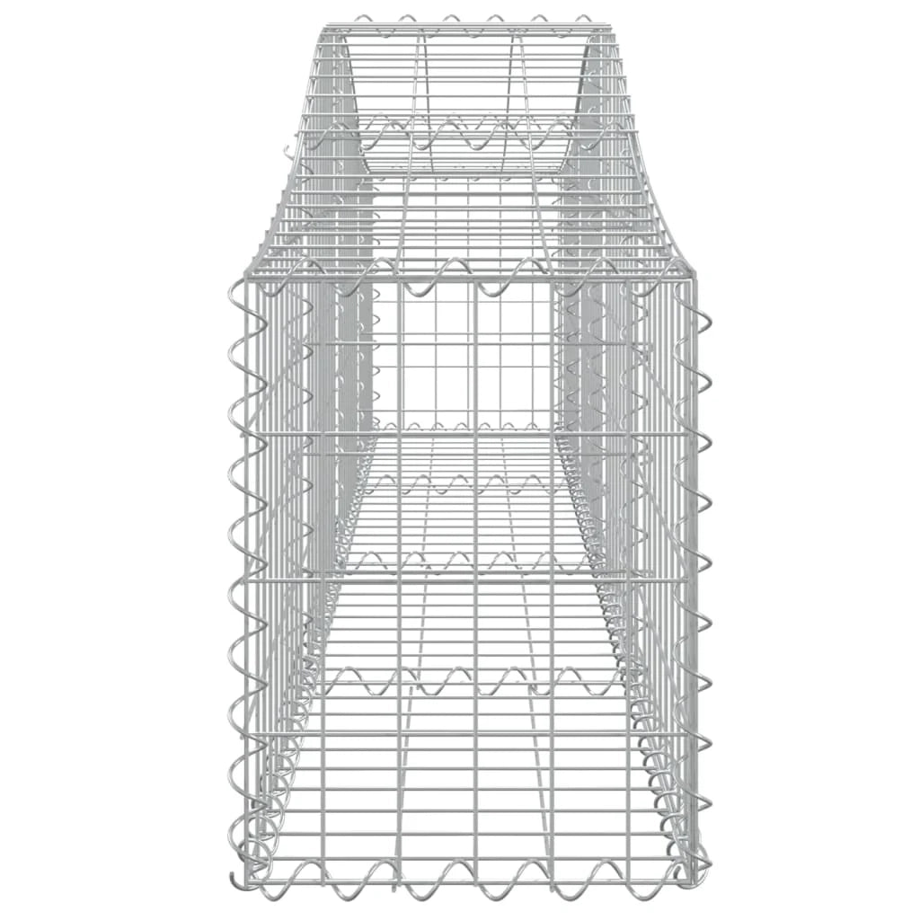 Cestini gabbioni recinzione a gabbia muro di contenimento ad arco 6 pezzi 200 x 30 x 40/60 cm ferro zincato argento 02_0040989