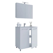 Completo di Ezooza Mobile Sospeso con 2 sportelli Large con lavabo in ceramica di alta qualità e mobile specchio, Bianco ,