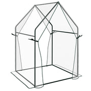 Serra in lamina con doppia porta, serra antivento per piante da giardino, 90 x 90 x 145 cm, realizzata in PE trasparente