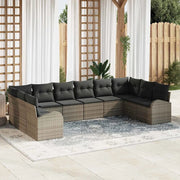 Set Divano da Giardino con cuscino 10 pcs Grigio polyrattan 3354888