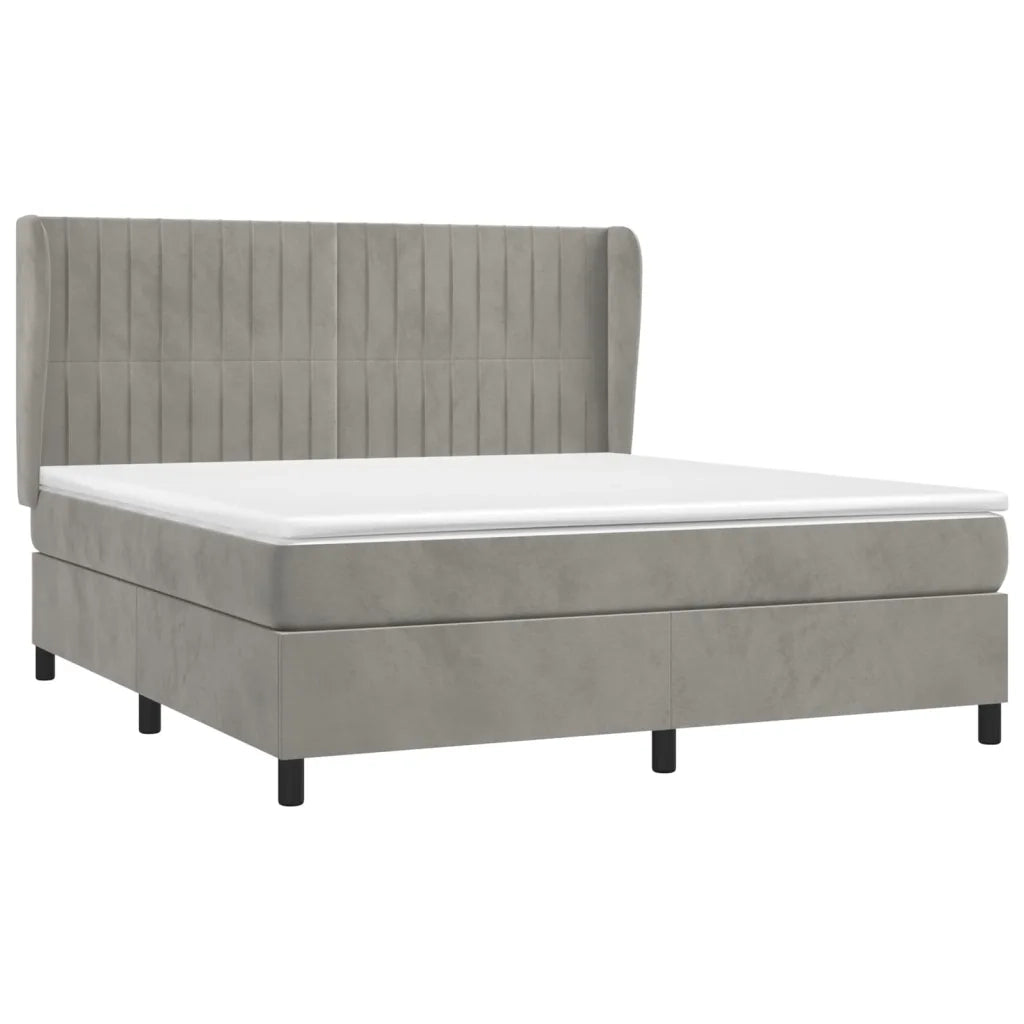 Giroletto a Molle con Materasso Grigio Chiaro 160x200cm Vellutocod mxl 122233