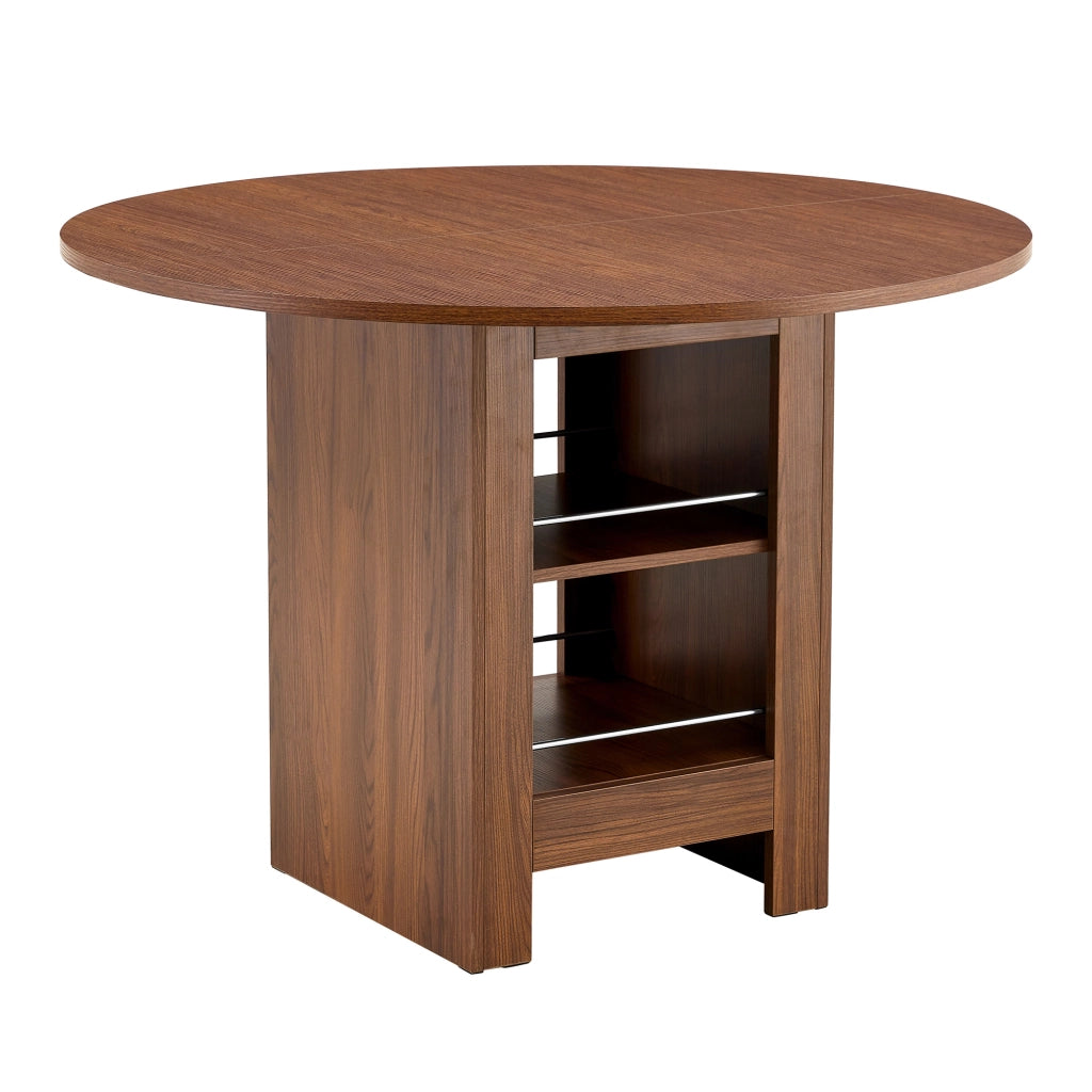 Tavolo da Pranzo Rotondo Allungabile con Vano ¨C Xylo ¨C Noce, 100cm, 4-6 Persone