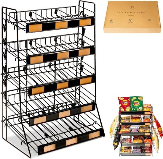 Organizzatore per caramelle e snack per il bancone | Display per snack e barattoli di patatine per negozi | Display per snack per il bancone | Stand per snack per negozi e uffici.