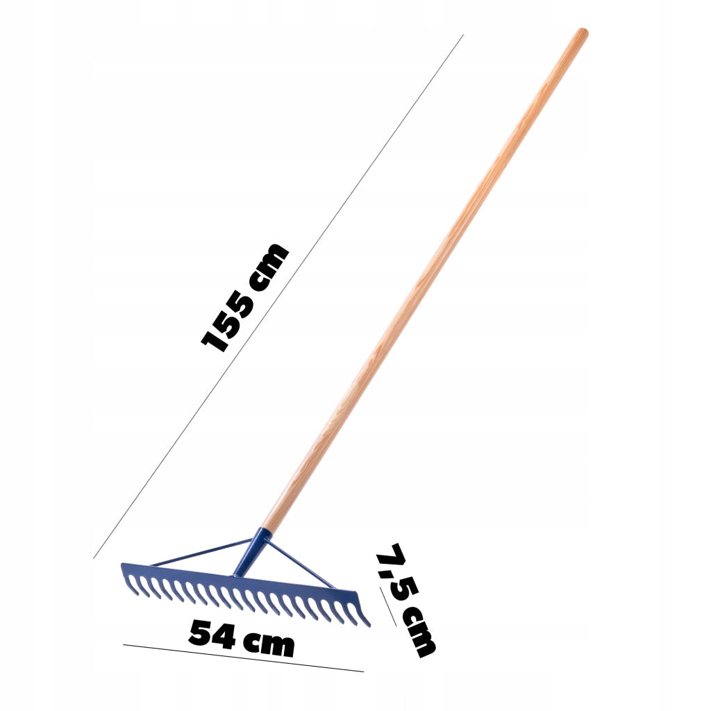 Rastrello in metallo KADAX per foglie, erba, sassi, giardino, robusto, 155 cm, con manico