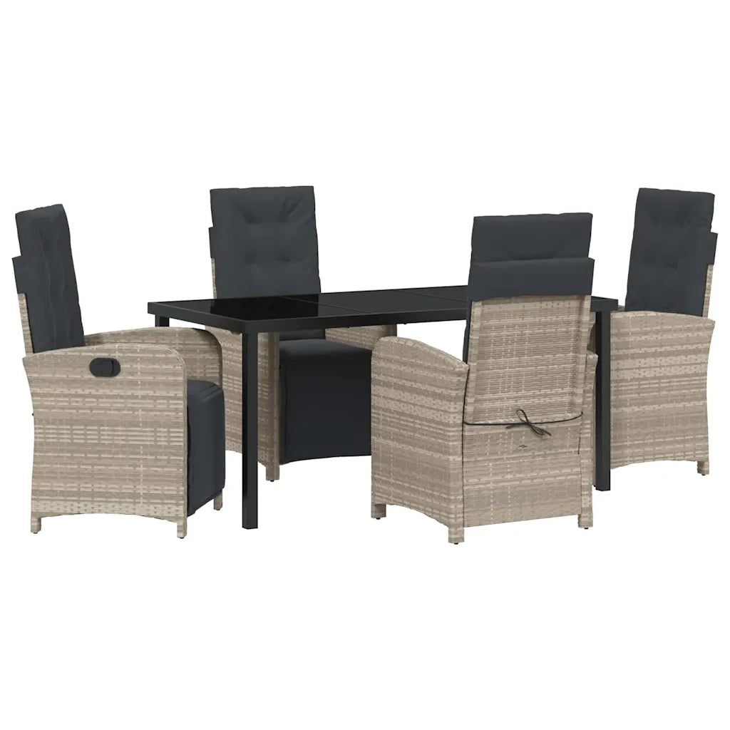 Set da Pranzo per Giardino 5 pcs Grigio chiaro polyrattan 3380347