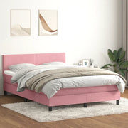 Giroletto a Molle con Materasso Rosa 140x220 cm in Velluto 3316070