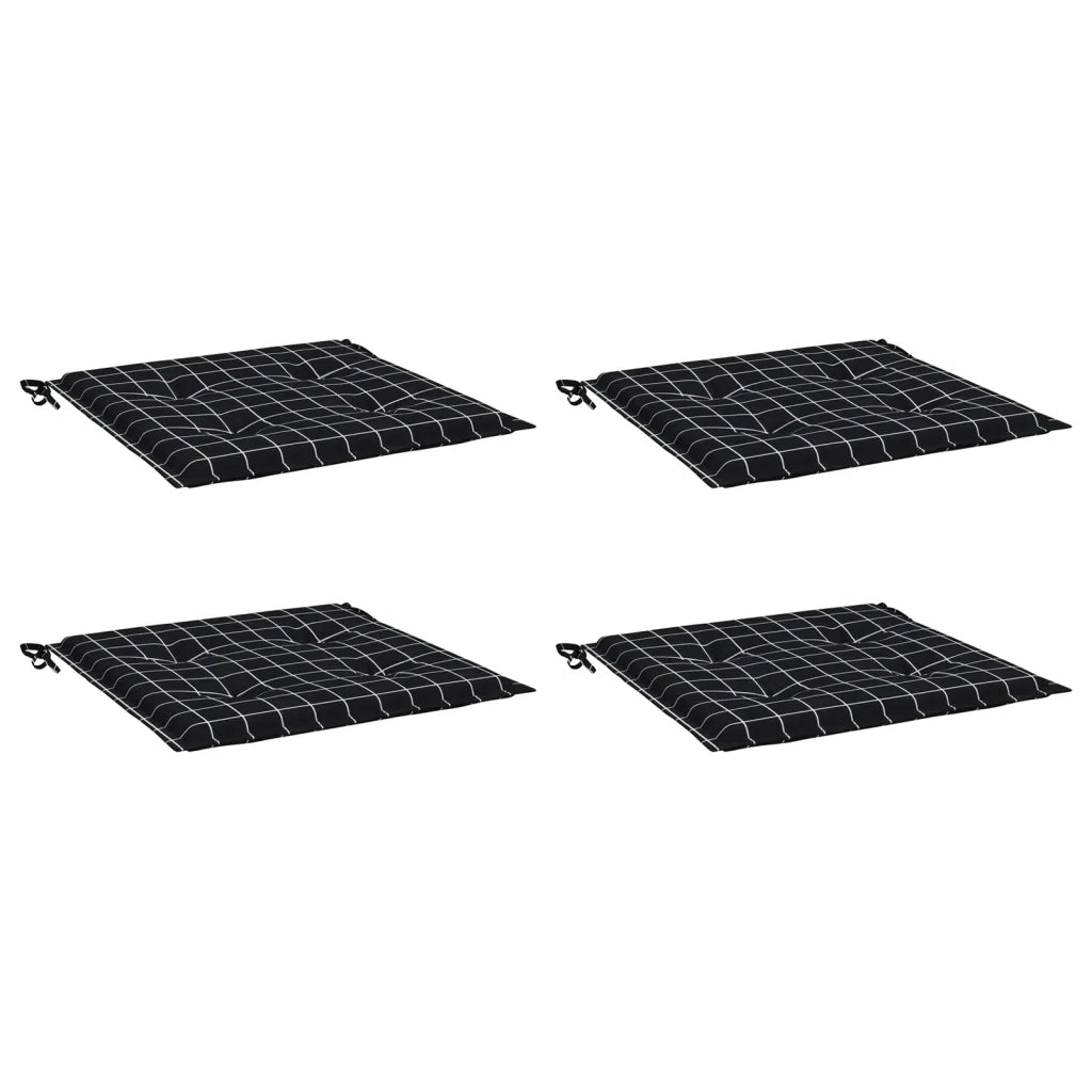 Cuscini per Sedia 4 pz Motivo a Quadri Nero 50x50x3cm Tessuto 361081