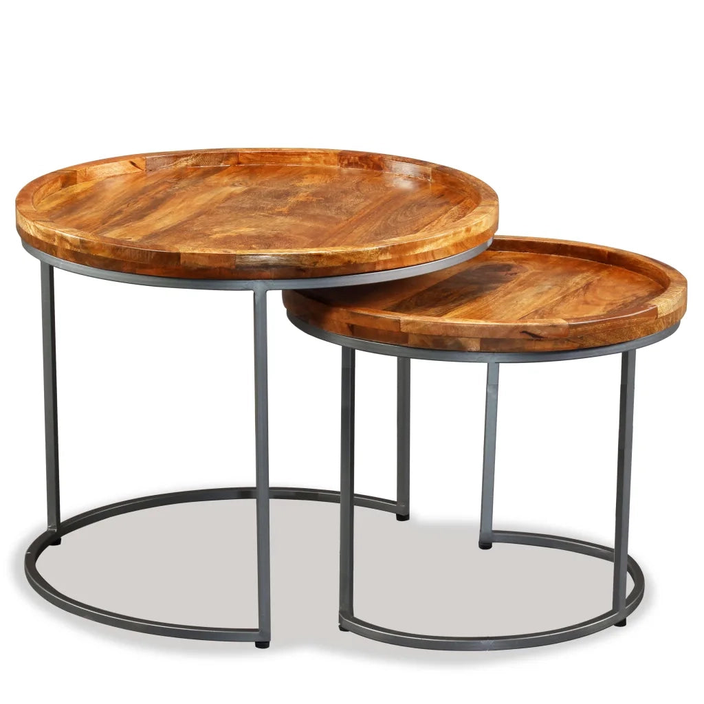 Set 2 pz Tavolini da salotto | Tavolino da caff¨¨ | Tavolino da Soggiorno in Legno Massello di Mango