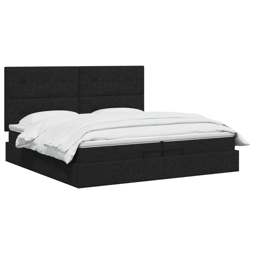 Letto Ottomano con Materasso e LED Nero 200 x 200 cm Tessuto 3458099
