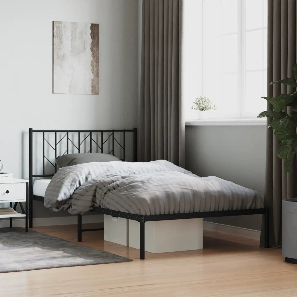 Giroletto con Testiera-Struttura Letto con testiera in Metallo Nero 107x203 cm 303984