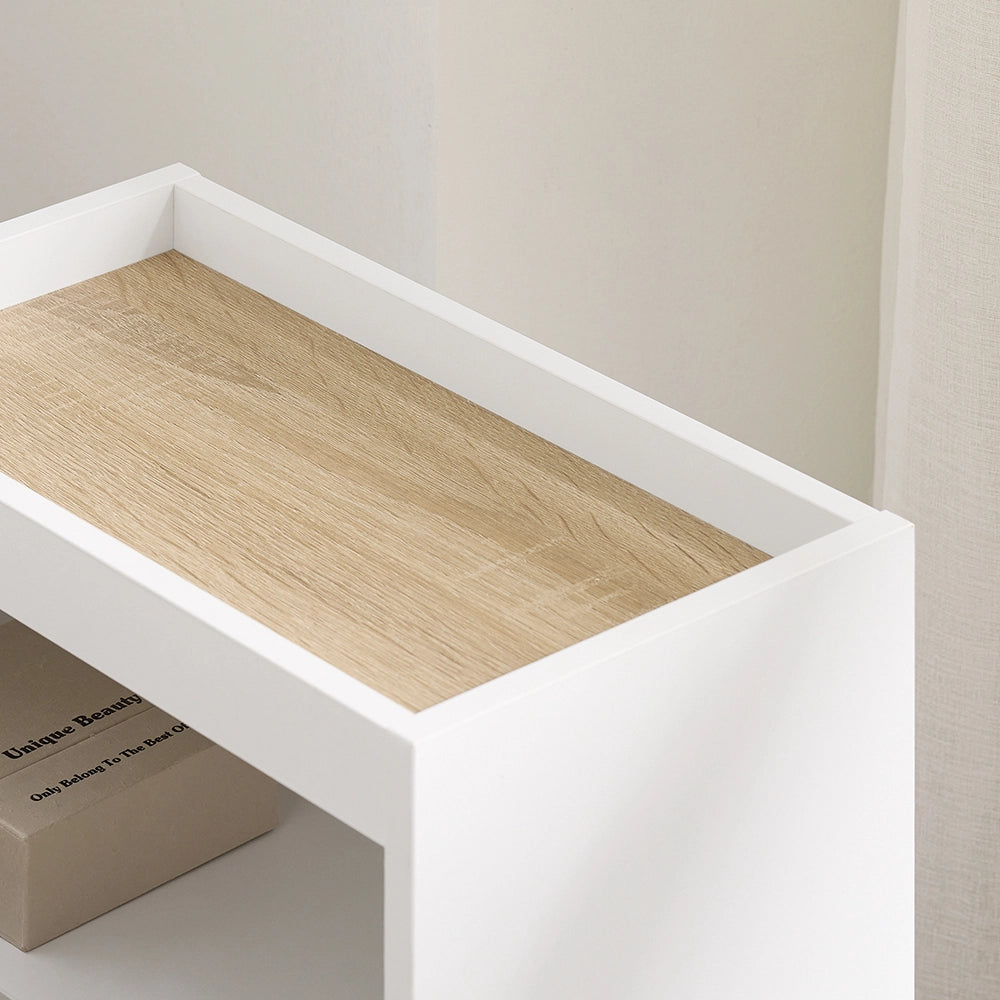SoBuy FBT171-WN Comodino Camera da Letto Stretto, Tavolino Stretto con Cassetto e Ripiano, Comodino Moderno per Camera da Letto e Soggiorno, Bianco, 20 x 35 x 60 cm