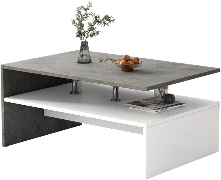Vicco Tavolino da salotto Mike, Calcestruzzo, 90 x 60 cm, adatto per riporre riviste e telecomandi