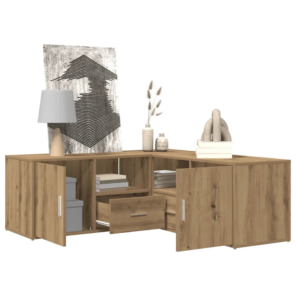 Mobile Angolare Rovere Artigianale 200x40x45 cm in Truciolato 3307836