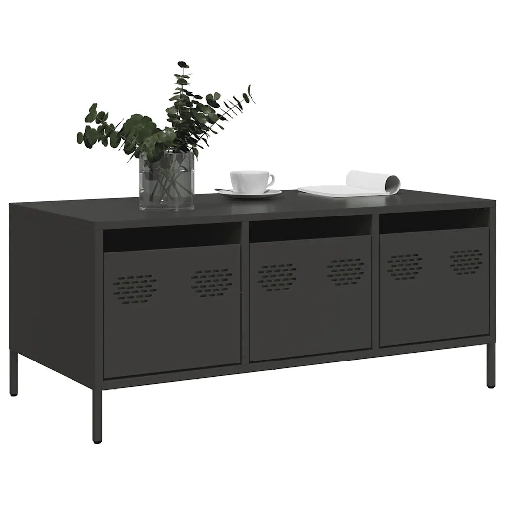 Tavolino Nero 101,5x50x43,5 cm in Acciaio Laminato a Freddo 851268