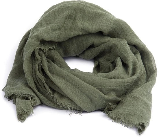 Scialle per donna, crêpe, pashmina, 30 colori, verde khaki