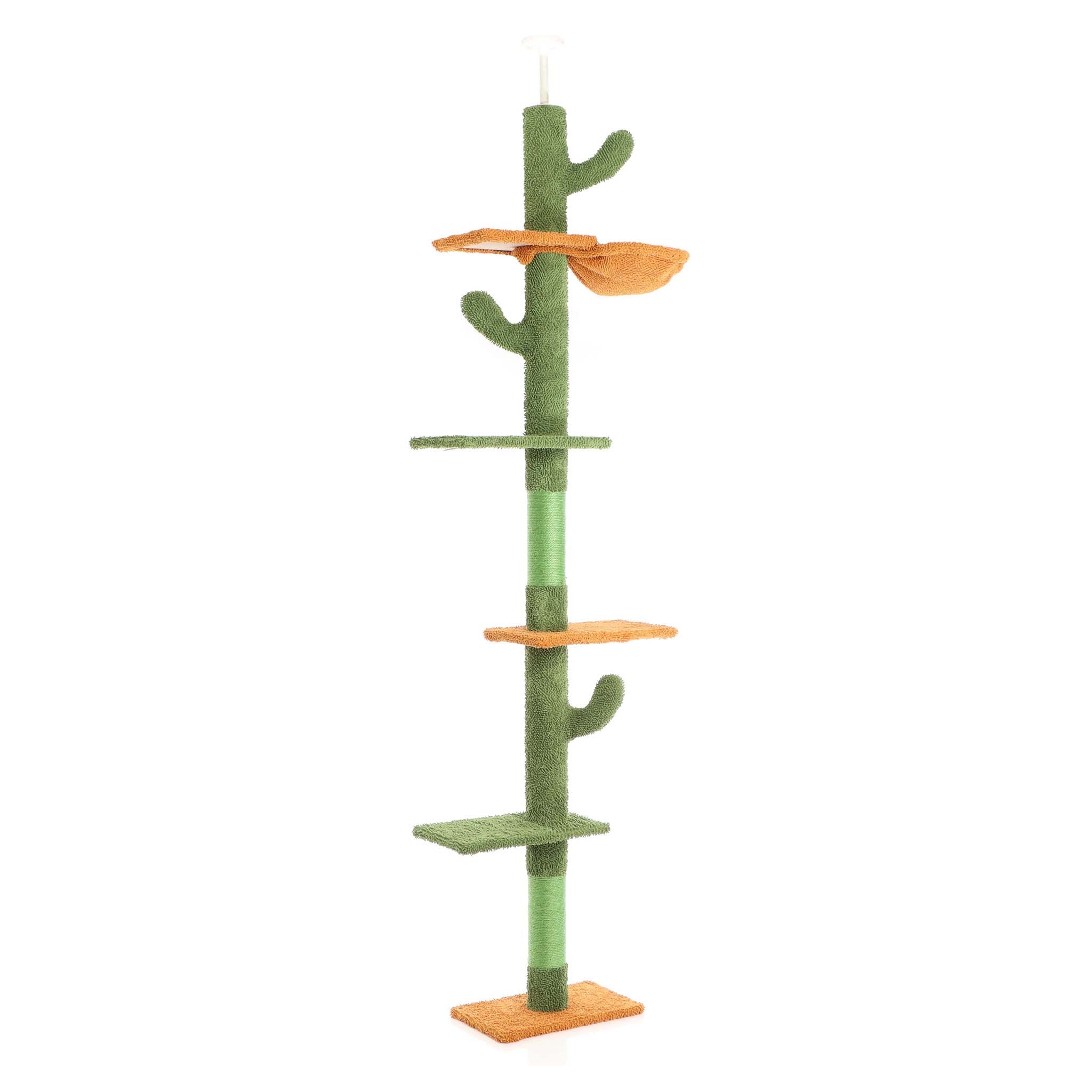 Fudajo Albero tiragraffi a soffitto verde 229-275cm Altezza regolabile con 4 livelli e sisal Gatti