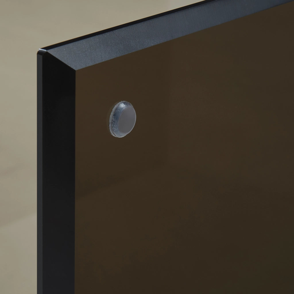 Tavolino Laterale Trölmapilu a Forma di C in Vetro 60 x 40 x 40 cm - Grigio Scuro [en.casa]