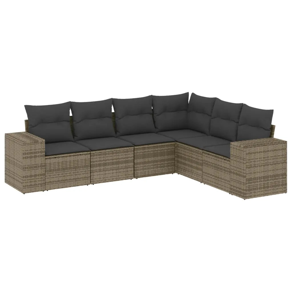 Set Divano da Giardino 6 pz con Cuscini Grigio in Polyrattan 3254947