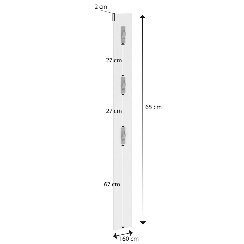 Ascrea, Appendiabiti 3 Ganci Made in Italy, 170h cm Bianco Lucido