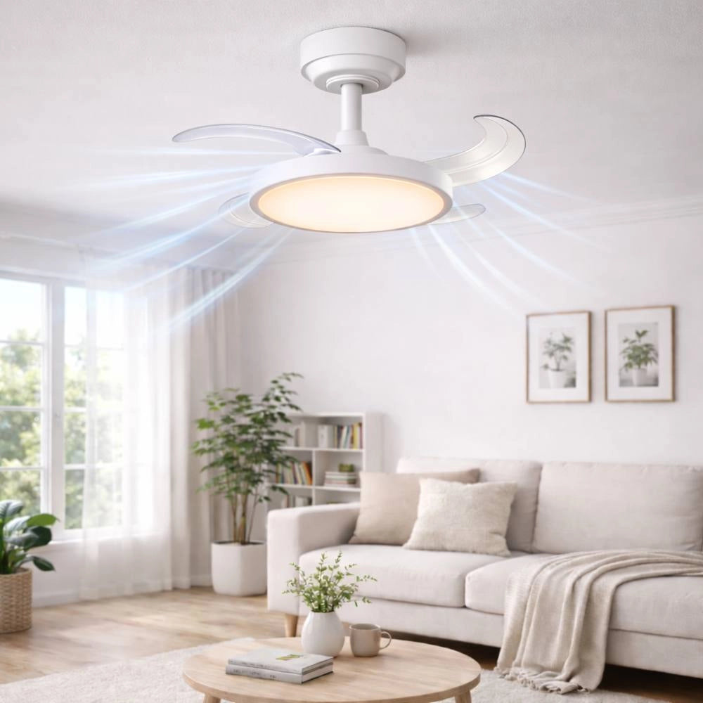 Ventilatore a plafoniera led 40w con pale a scomparsa e telecomando
