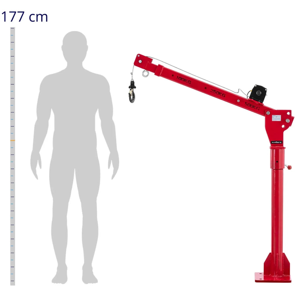 Gru pick-up con verricello professionale 12V 800 kg 360° acciaio inox acciaio rosso 14_0009130