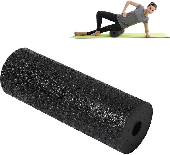Roller di schiuma per alleviare la tensione muscolare - piega del cuore per rilasciare la miaofascia - per yoga, pilates, ginnastica e stretching - 59 pollici/nero/durezza alta