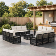 Set Divano da Giardino 13 pz Nero polyrattan 3434782