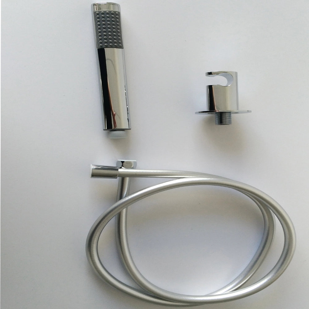 Kit set doccia ottone cromato completo di supporto presa acqua con flessibile e doccetta ovale *** confezione 1