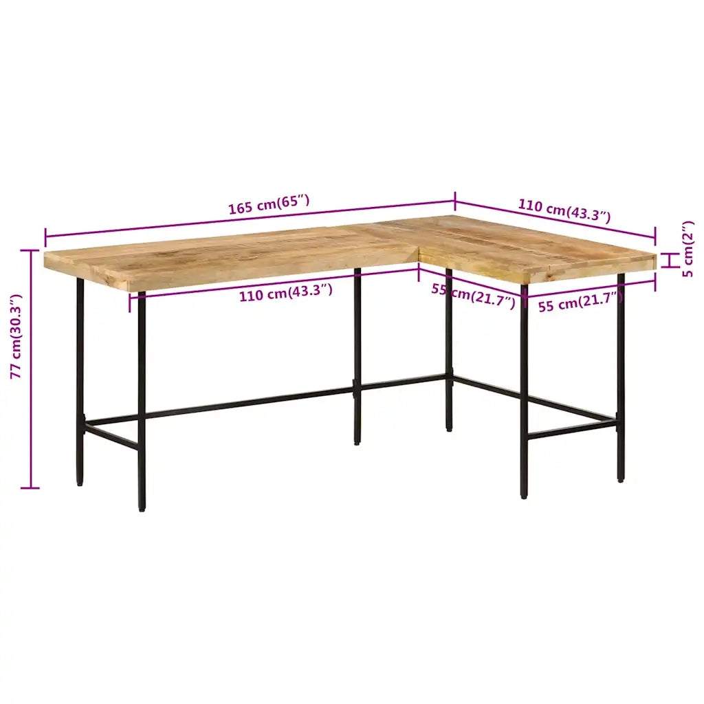 Scrivania 165x110x77 cm Legno Massello Mango Ferro 353333