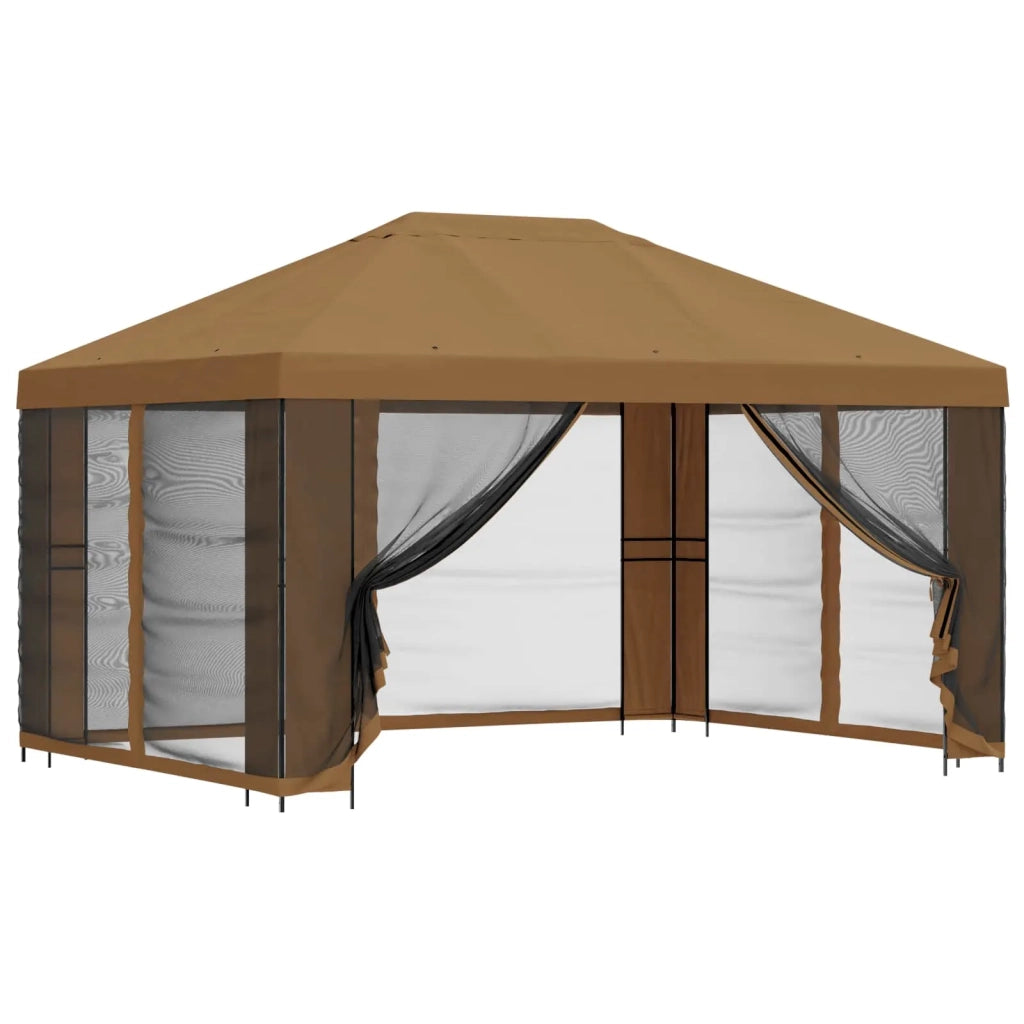Gazebo da giardino con pareti laterali 4 × 3 m Beige 900385