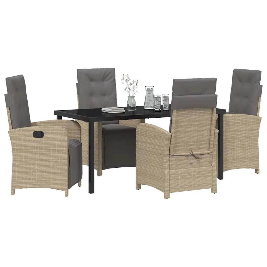 Set da Pranzo per Giardino con cuscino 5 pcs Beige polyrattan 3380340
