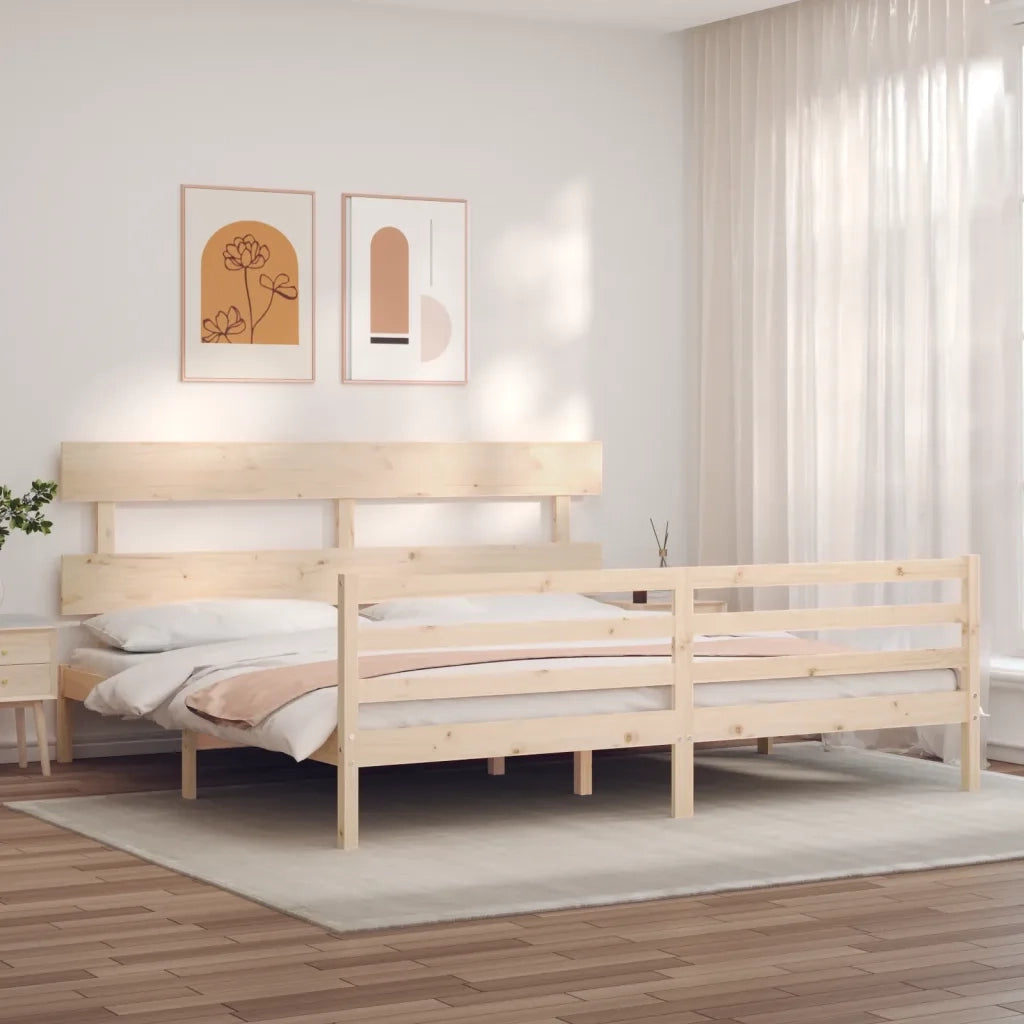 Giroletto con Testiera-Struttura Letto con testiera 200x200 cm in Legno Massello 622312