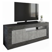 Mobile porta TV Iole, Credenza da soggiorno, Armadio basso per TV, Base parete attrezzata, Made in Italy, 138x42 h56 cm, Ardesia e Cemento