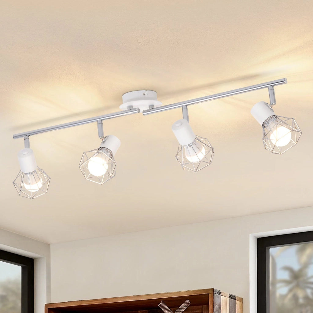 ZMH Faretto da soffitto bianco retrò industriale metallo orientabili 350° attacco E14 soggiorno cameretta
