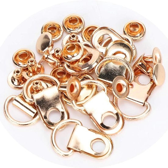 Set di chiodi a molla da 100 - Chiodi a molla - Ottone - Attrezzatura DIY - Applicatore di chiodi a molla - Facile da installare - 9x14mm - Chiodo a molla
