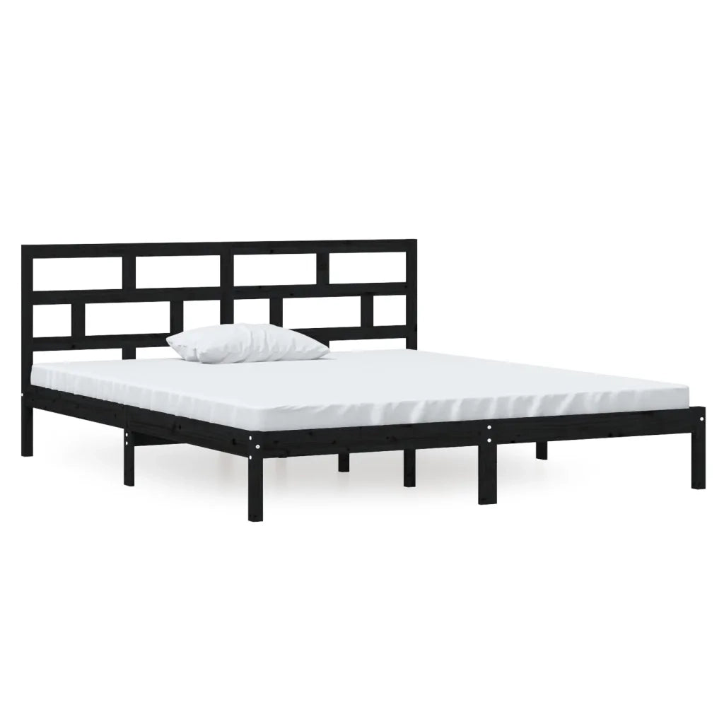 Letto matrimoniale | Letto per adulti | Giroletto Nero 135x190 cm Double in legno Massello