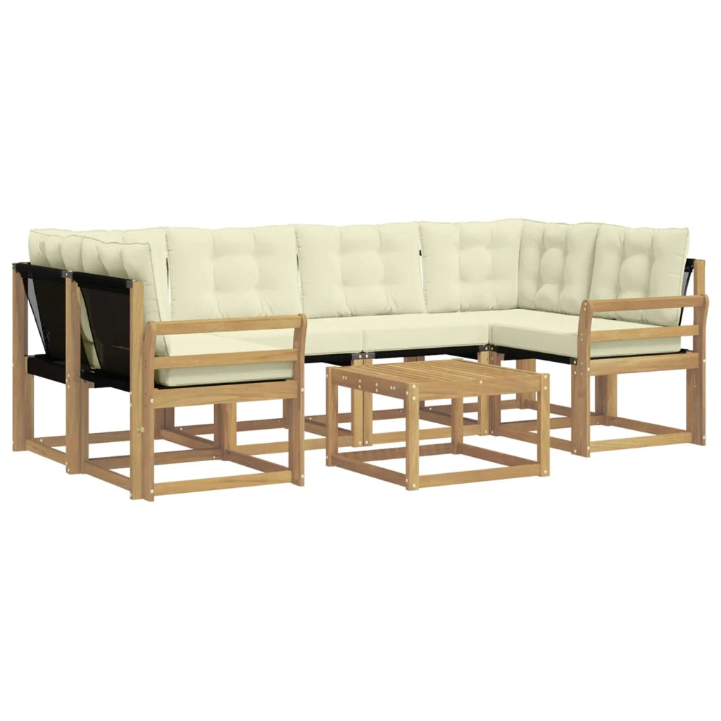 Set di divani da esterno 7 pz Bianco e Crema 3389260