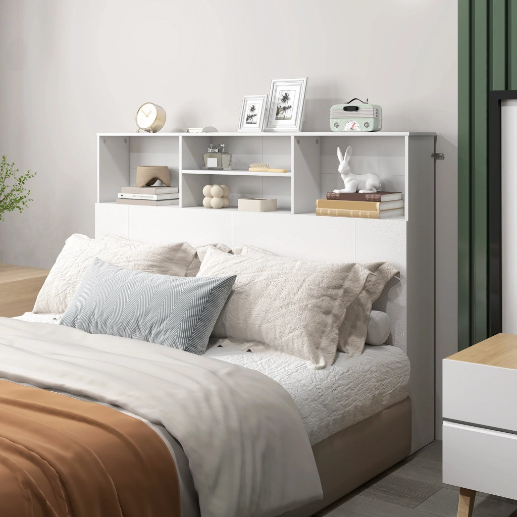 Testiera letto con contenitore ¨C Xylo ¨C 4 vani aperti 140x19x103,5 cm bianco