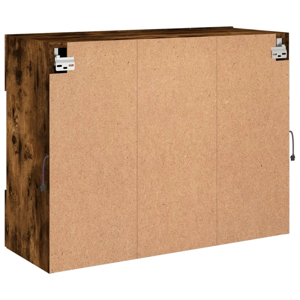 Mobile TV a Parete | Armadietto TV | Mobile Porta TV con Luci LED Rovere Fumo 78,5x30x60,5 cm