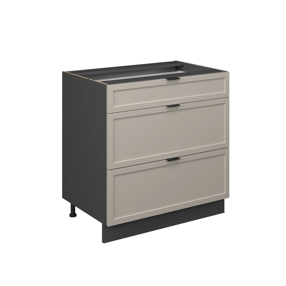Vicco Mobiletto base per cucina GrigioBeige 80 cm con 3 cassetti, senza piano di lavoro