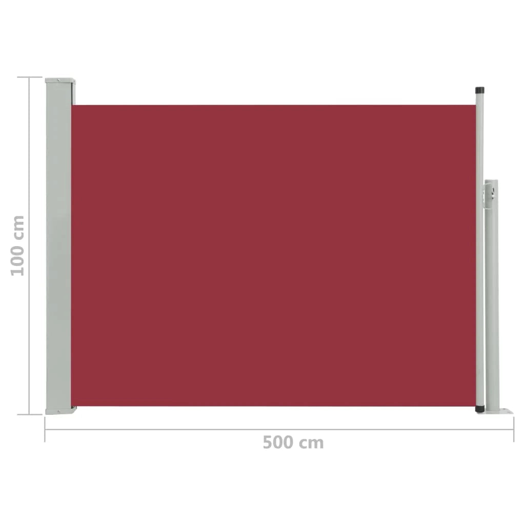 Tenda da sole laterale retrattile/schermo privacy per patio giardino terrazza balcone 100 x 500 cm rosso 02_0007194