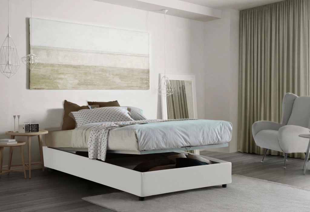 Andla, Letto Piazza e Mezza Sfoderabile Made in Italy, Bianco