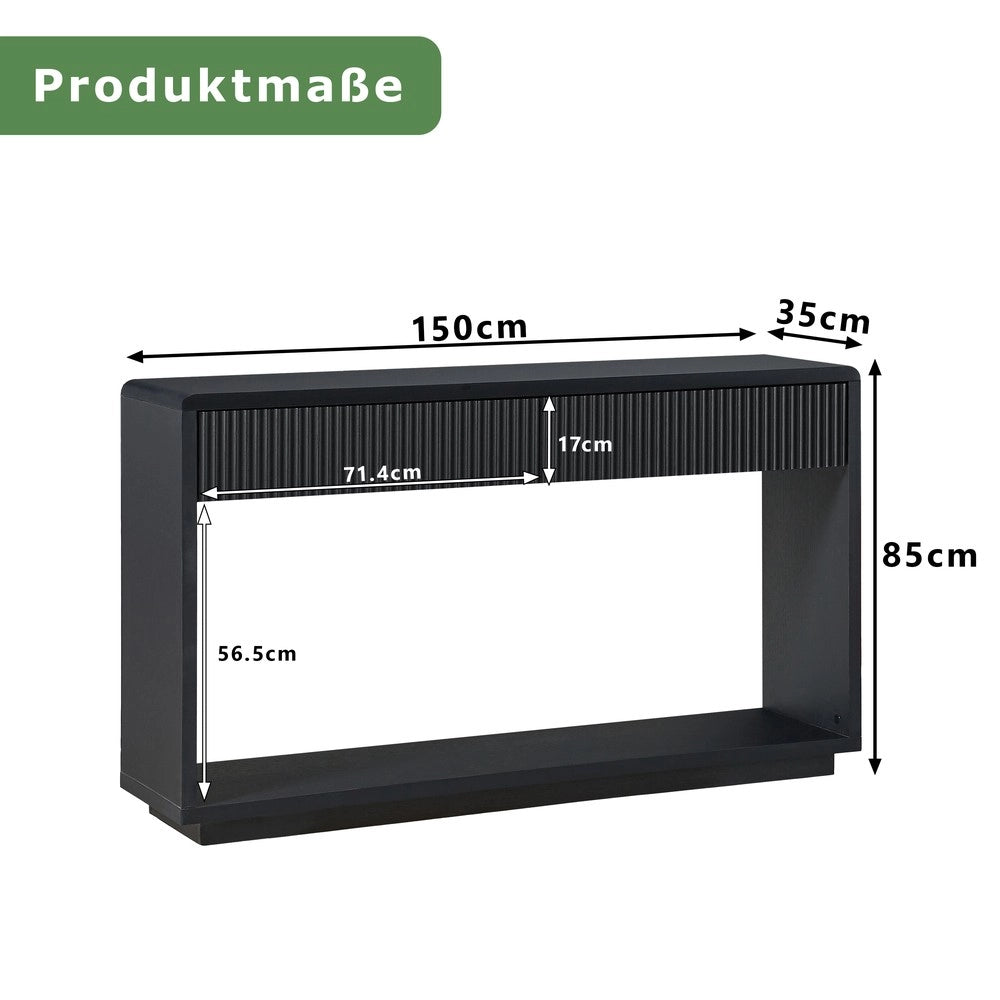 Consolle da Ingresso ¨C Minimal ¨C Nero 2 cassetti ripiano 150 cm