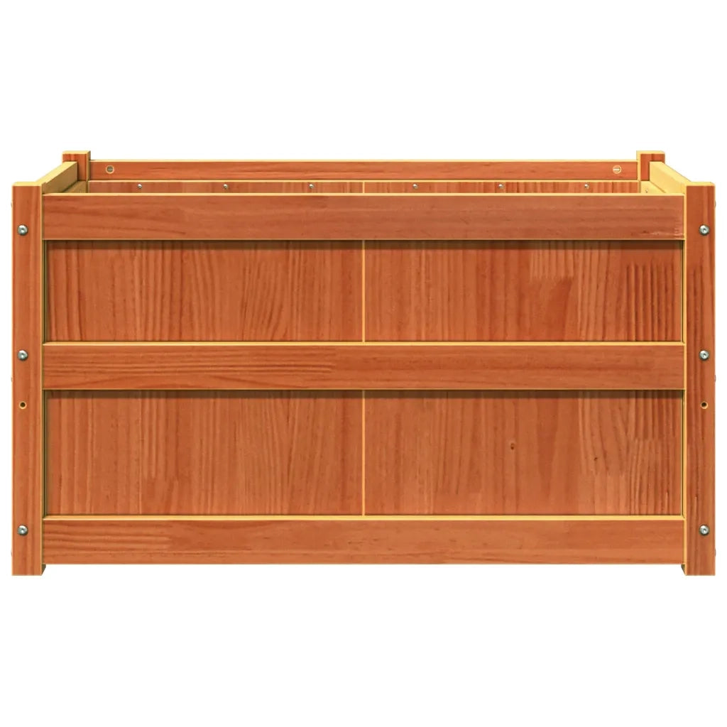 Fioriera | Cassetta per fiori | Vaso Giardino Marrone Cera 90x50x50 cm Legno Massello Pino